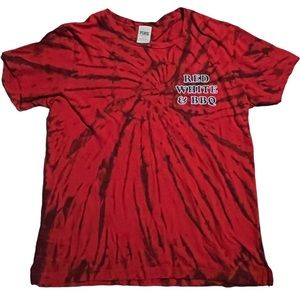 Vs pink Tye dye Red white Bbq 4th of July summer tee vintage
